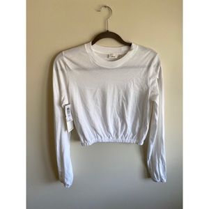 Aritzia Wilfred Women’s size S Jolie Shirt White Long Sleeve Cropped Elastic NWT